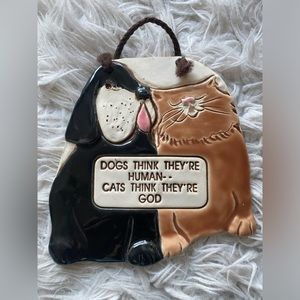 Cat / Dog hanging pottery by smokey mountain pottery.